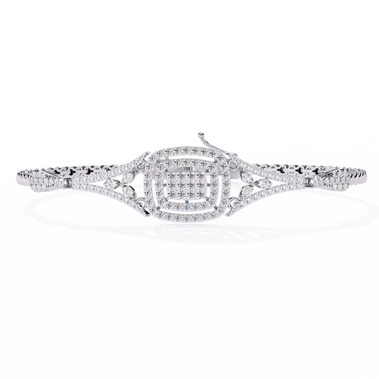 1.1 CTW diamond geometric center link bracelet in White Gold view 10 - Lunea Paris