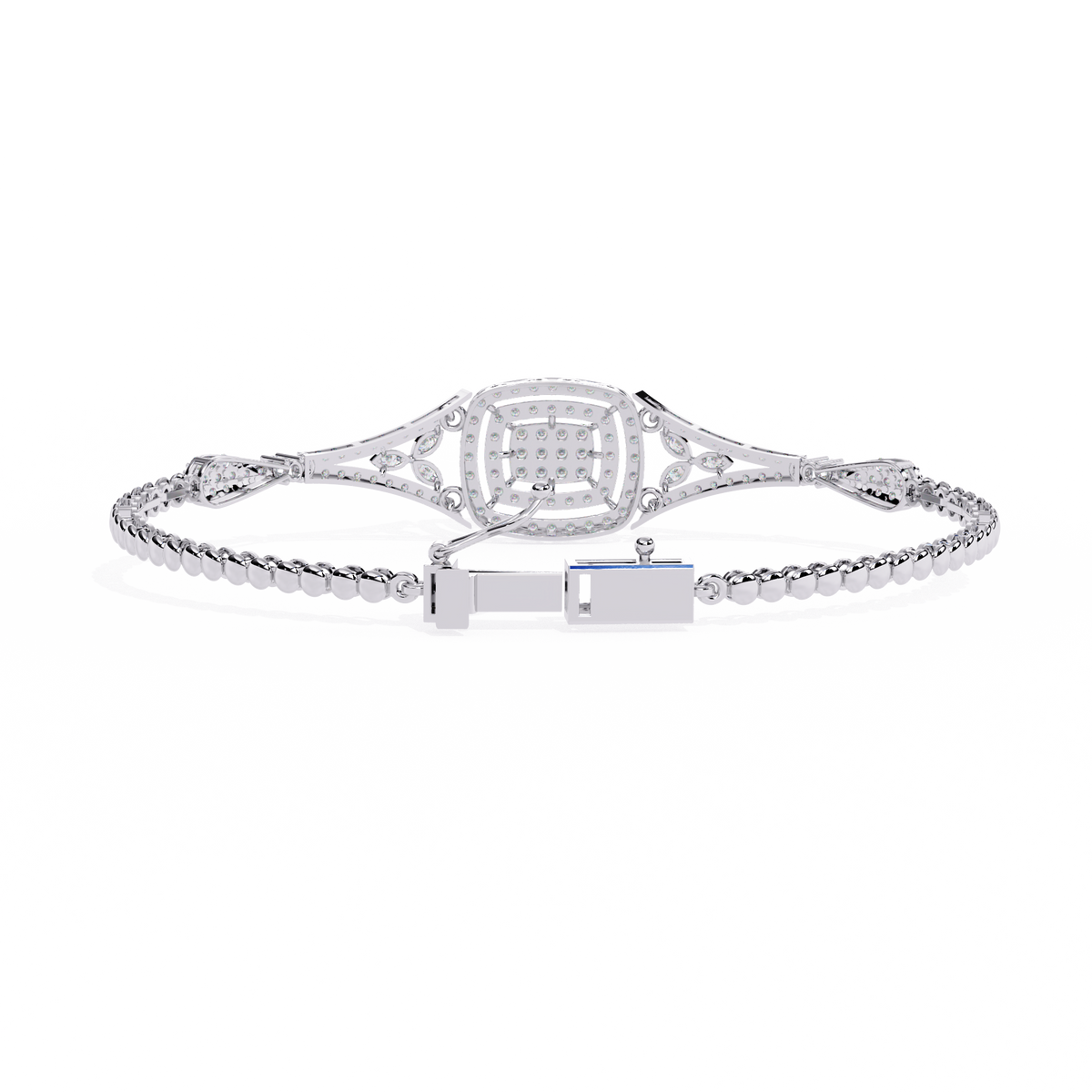 1.1 CTW diamond geometric center link bracelet in White Gold view 15 - Lunea Paris