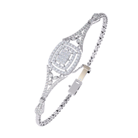 1.1 CTW diamond geometric center link bracelet in White Gold view 3 - Lunea Paris