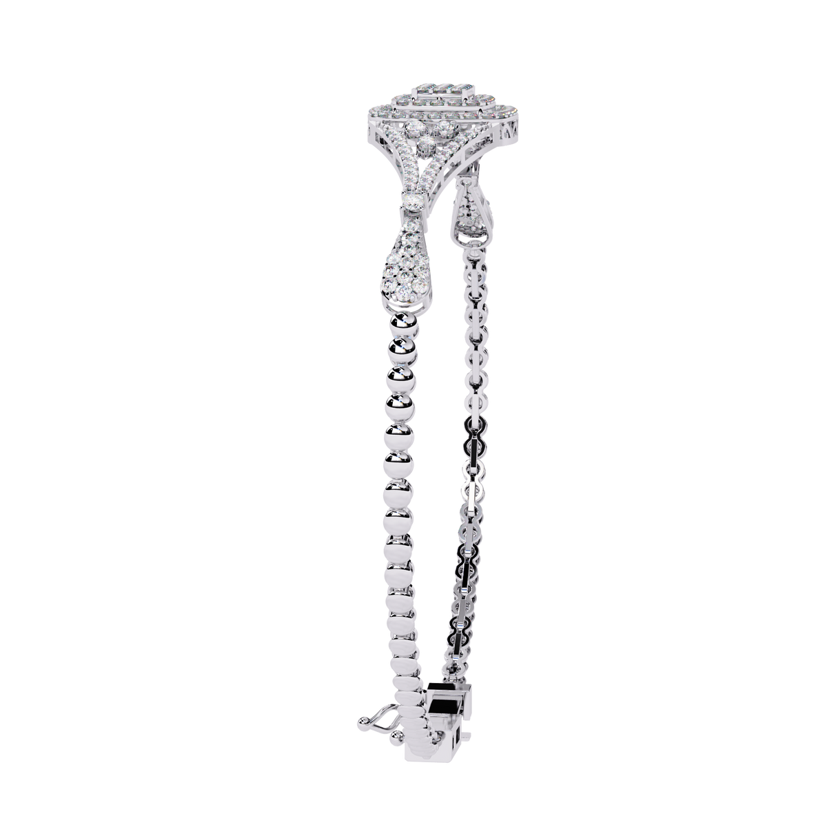 1.1 CTW diamond geometric center link bracelet in White Gold view 9 - Lunea Paris