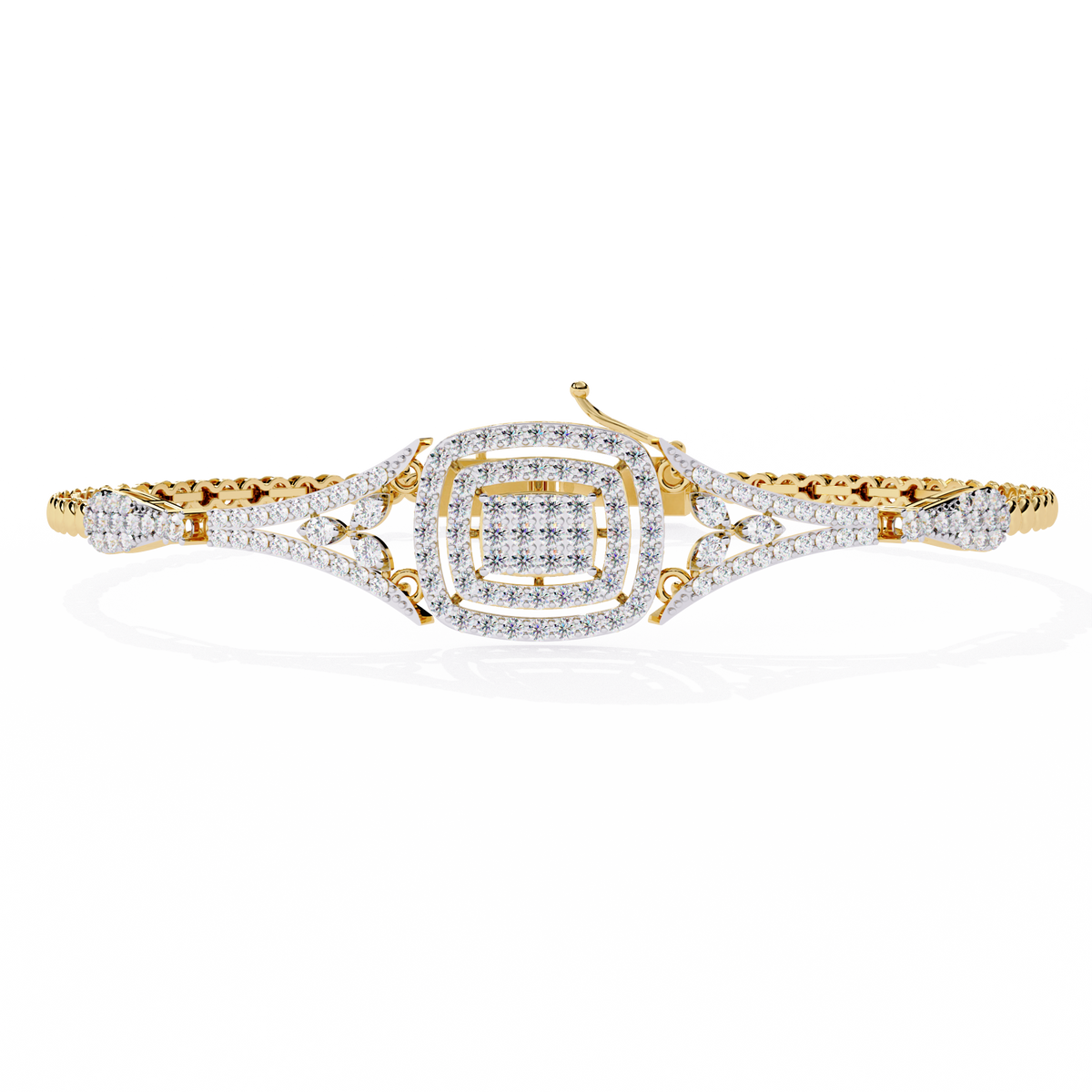 1.1 CTW diamond geometric center link bracelet in Yellow Gold view 12 - Lunea Paris