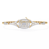 1.1 CTW diamond geometric center link bracelet in Yellow Gold view 12 - Lunea Paris