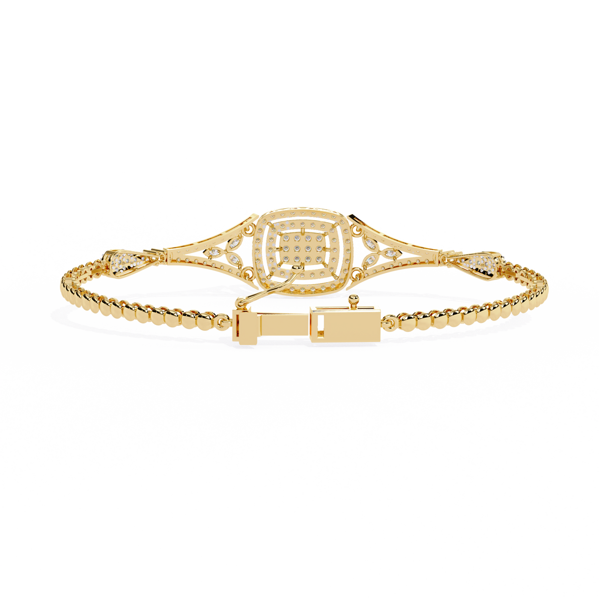1.1 CTW diamond geometric center link bracelet in Yellow Gold view 13 - Lunea Paris
