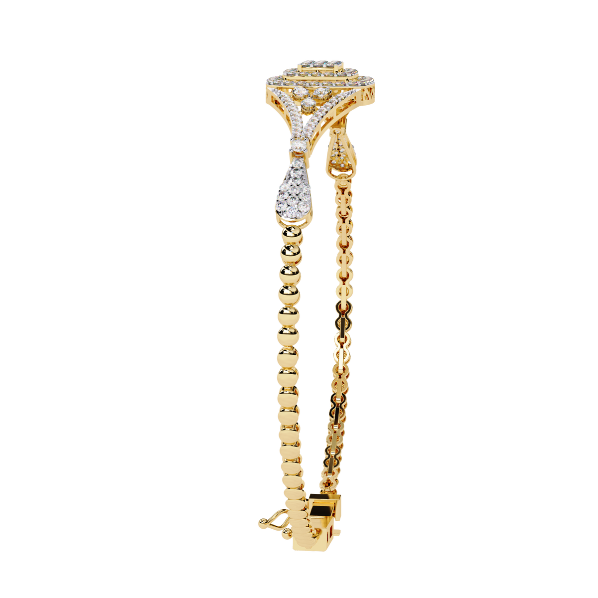 1.1 CTW diamond geometric center link bracelet in Yellow Gold view 7 - Lunea Paris