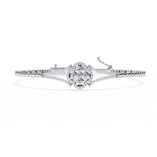 0.5 CTW Round Diamond Quatrefoil linked bracelet White Gold view 16 – Lunéa Paris