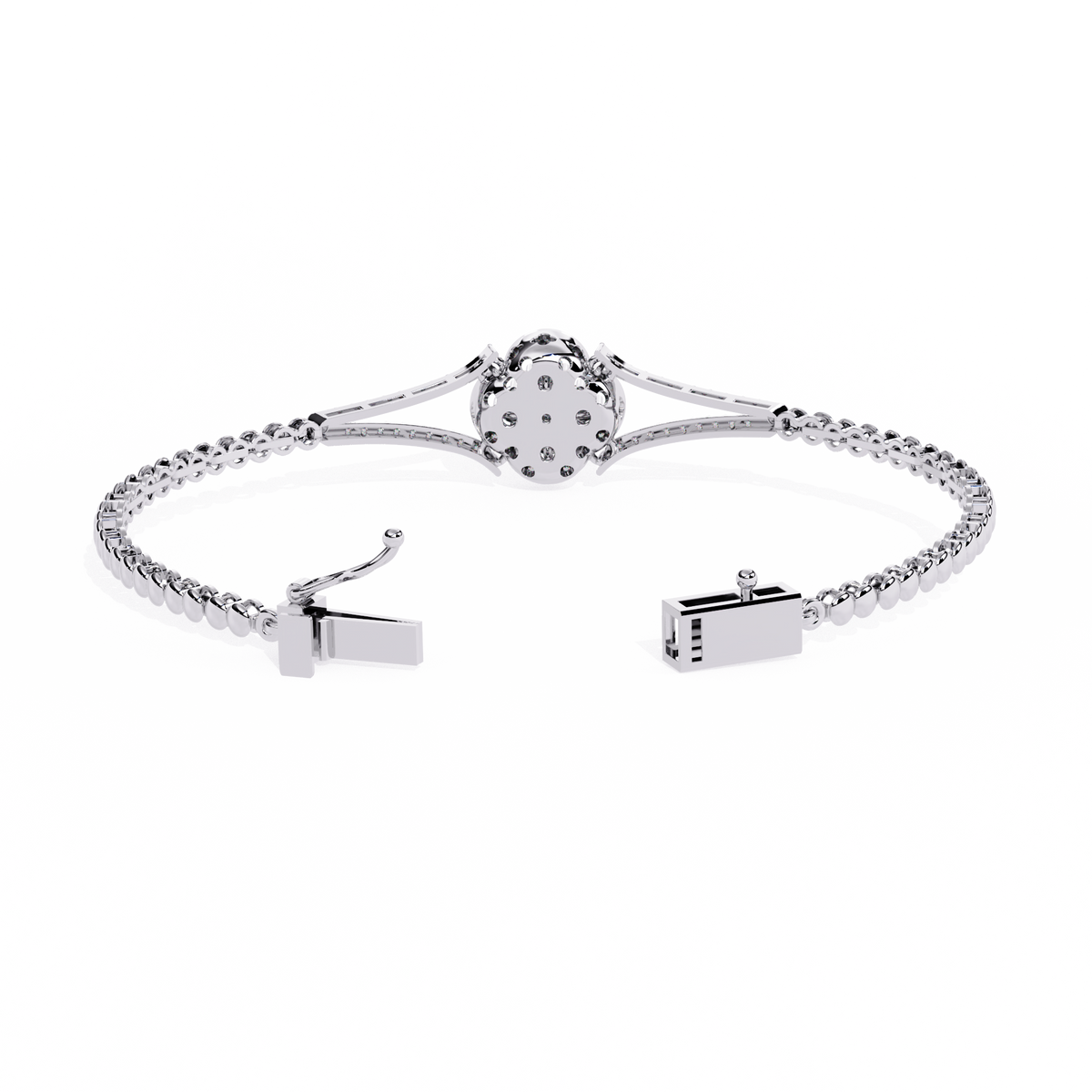 0.5 CTW Round Diamond Quatrefoil linked bracelet White Gold view 6 – Lunéa Paris