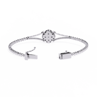 0.5 CTW Round Diamond Quatrefoil linked bracelet White Gold view 6 – Lunéa Paris