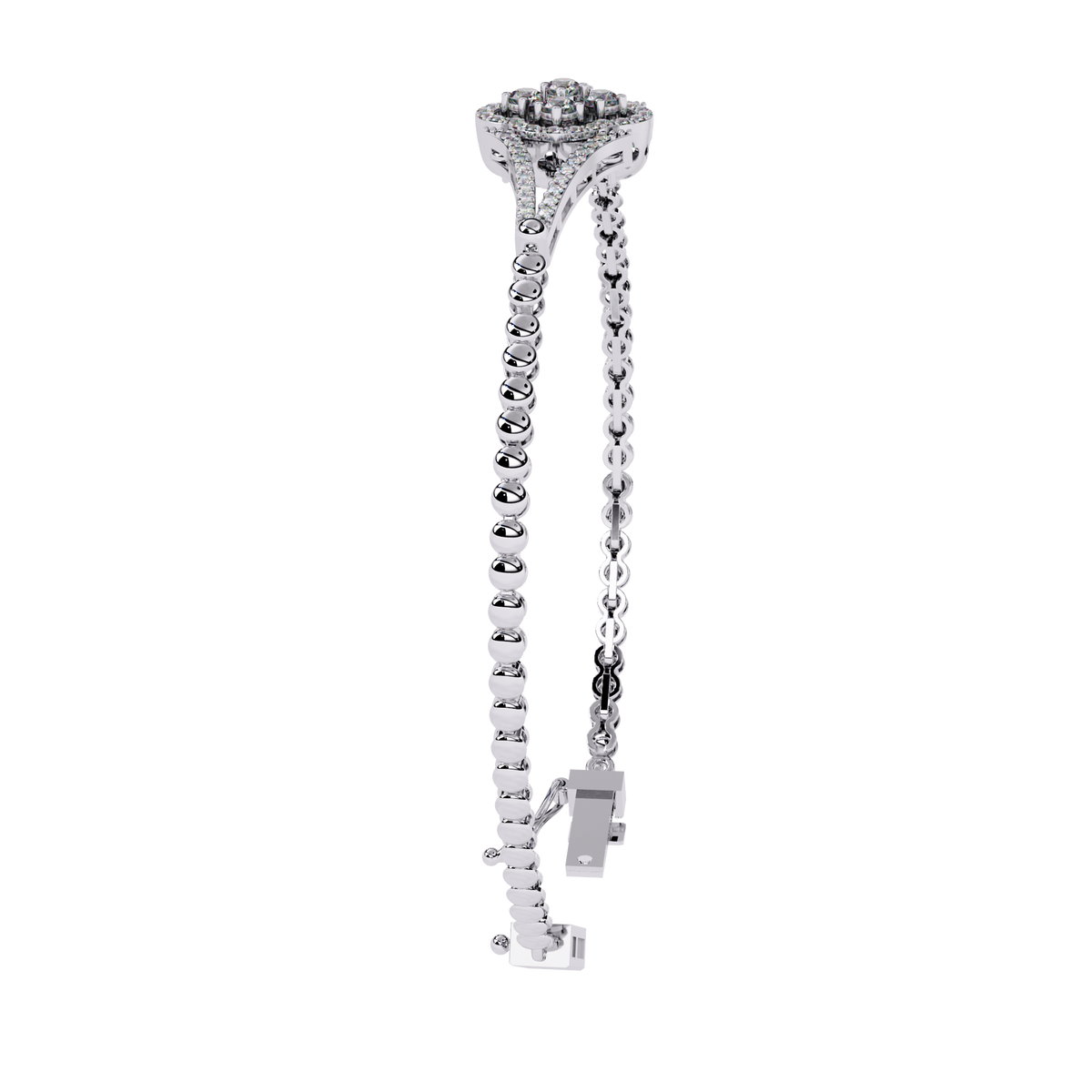 0.5 CTW Round Diamond Quatrefoil linked bracelet White Gold view 8 – Lunéa Paris