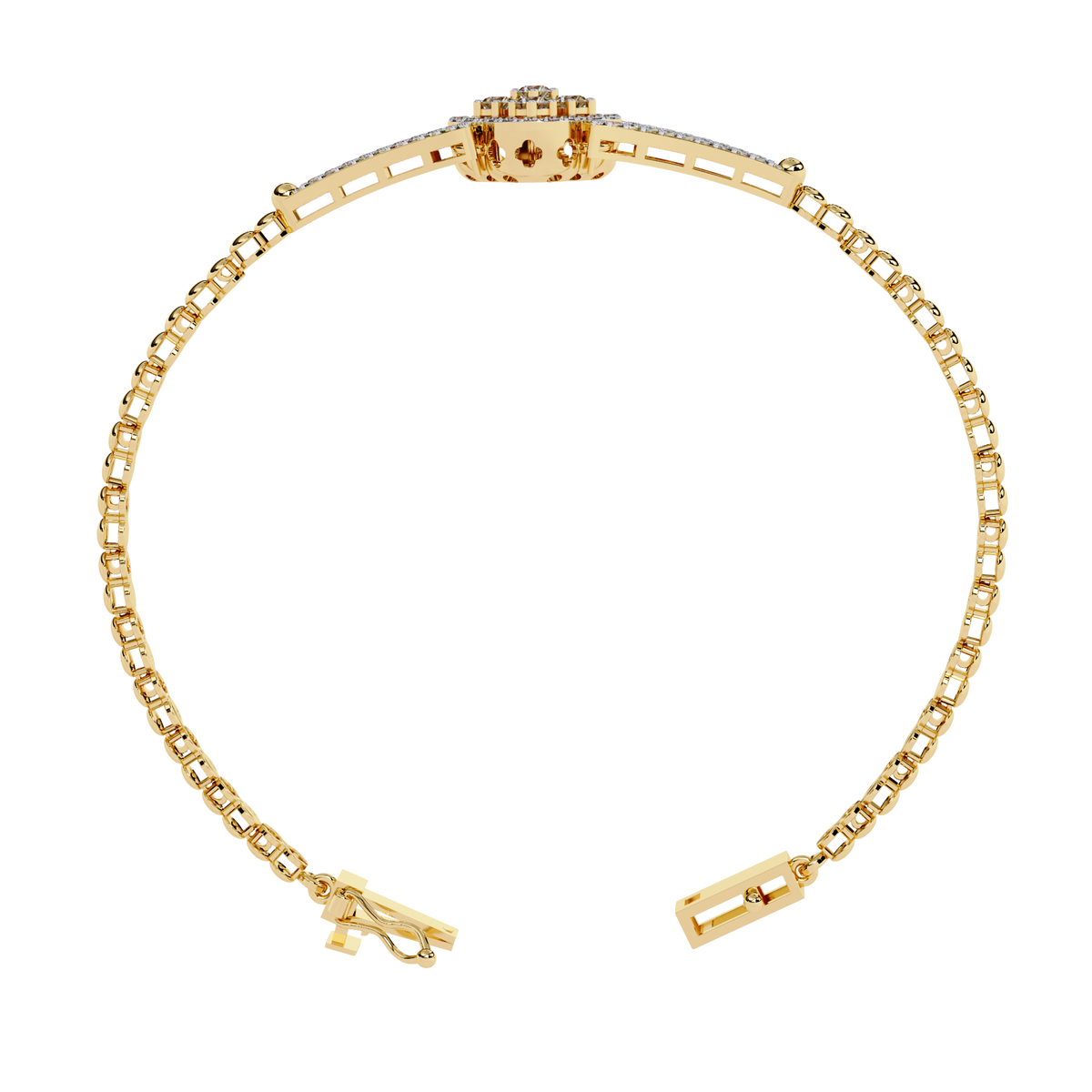 0.5 CTW Round Diamond Quatrefoil linked bracelet Yellow Gold view 10 – Lunéa Paris