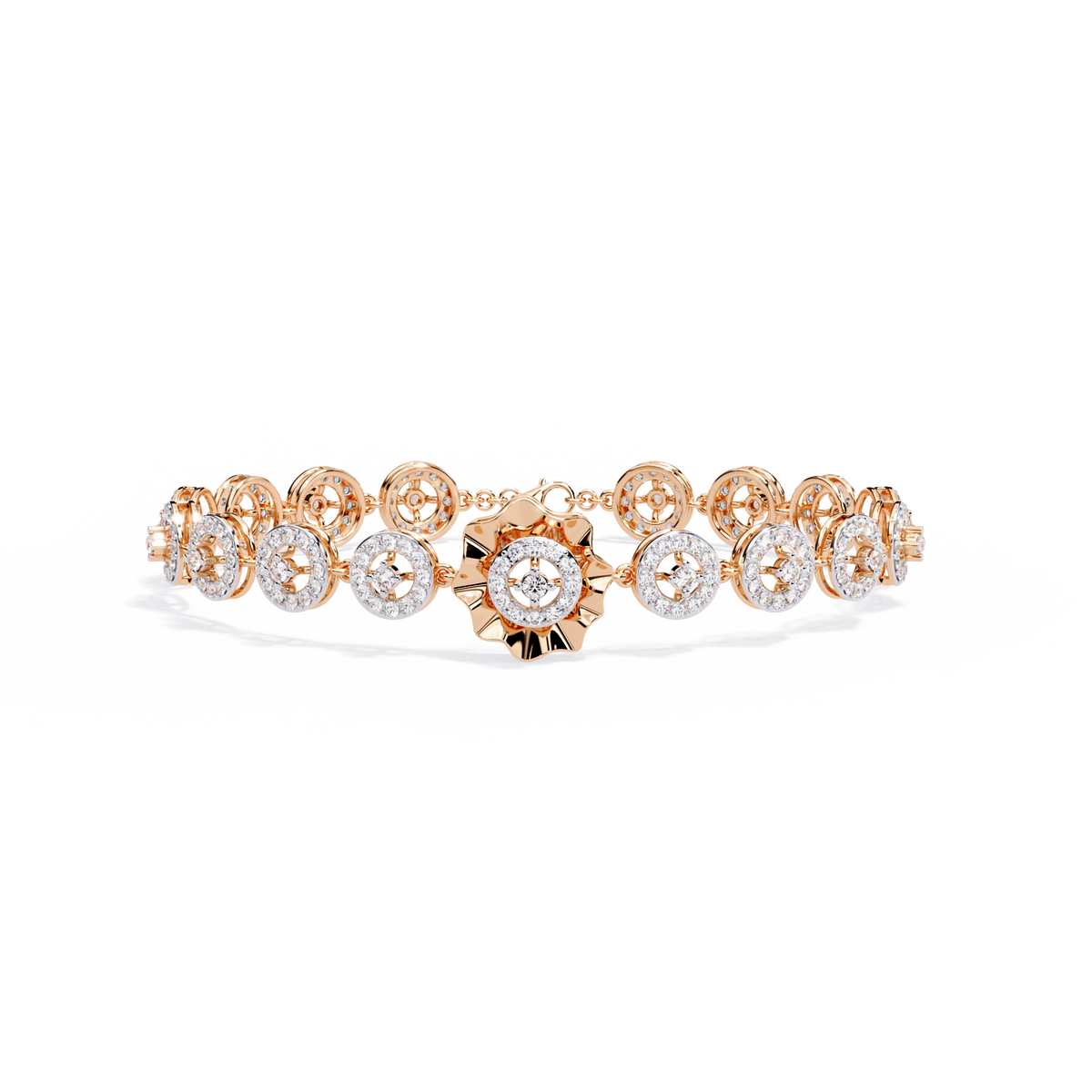 2.2 CTW Round cluster diamond tennis bracelet Rose Gold view 11 – Lunea Paris