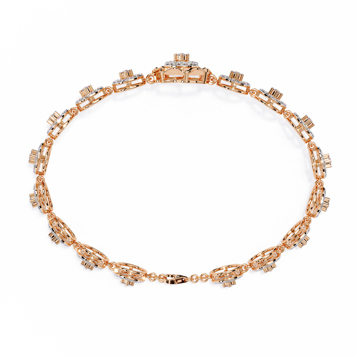 2.2 CTW Round cluster diamond tennis bracelet Rose Gold view 5 – Lunea Paris