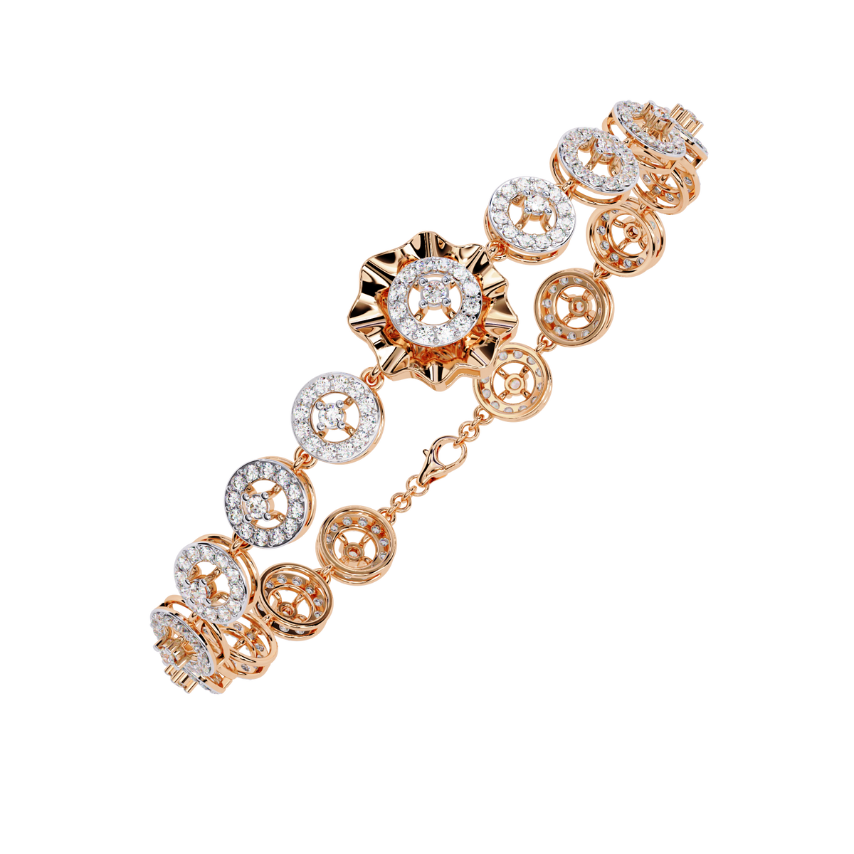 2.2 CTW Round cluster diamond tennis bracelet Rose Gold view 9 – Lunea Paris
