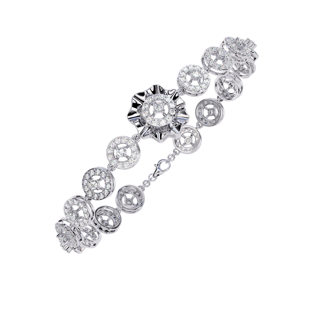 2.2 CTW Round cluster diamond tennis bracelet White Gold view 10 – Lunea Paris