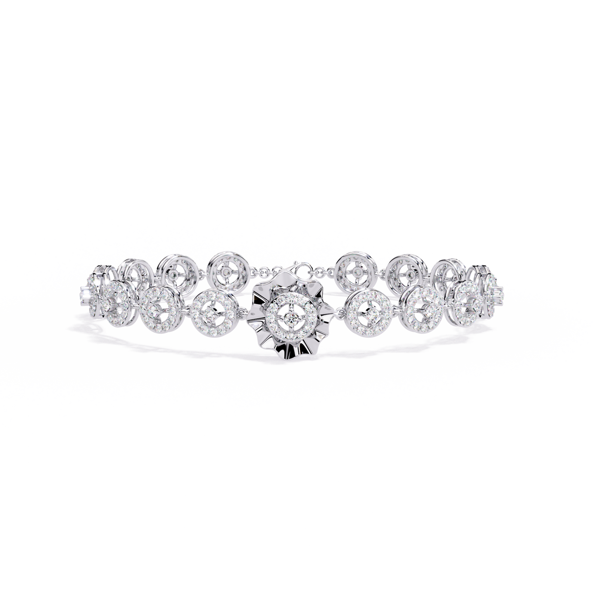 2.2 CTW Round cluster diamond tennis bracelet White Gold view 13 – Lunea Paris