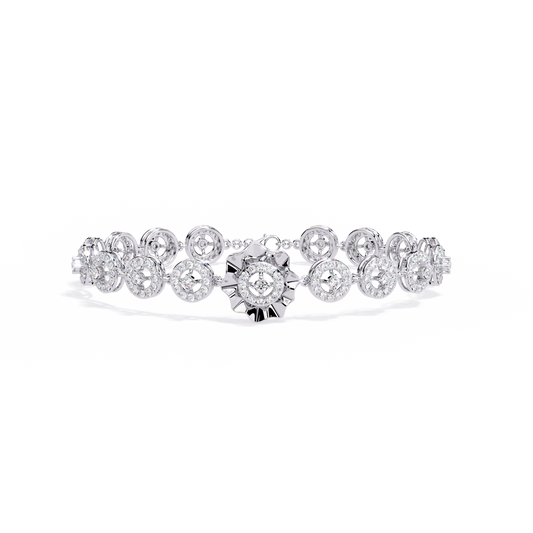 2.2 CTW Round cluster diamond tennis bracelet White Gold view 13 – Lunea Paris