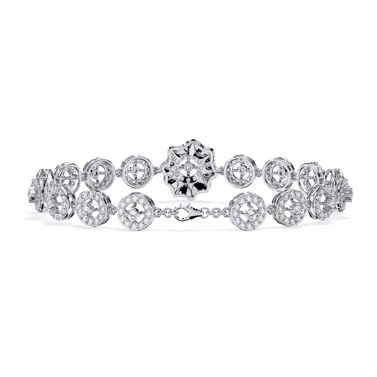 2.2 CTW Round cluster diamond tennis bracelet White Gold view 3 – Lunea Paris