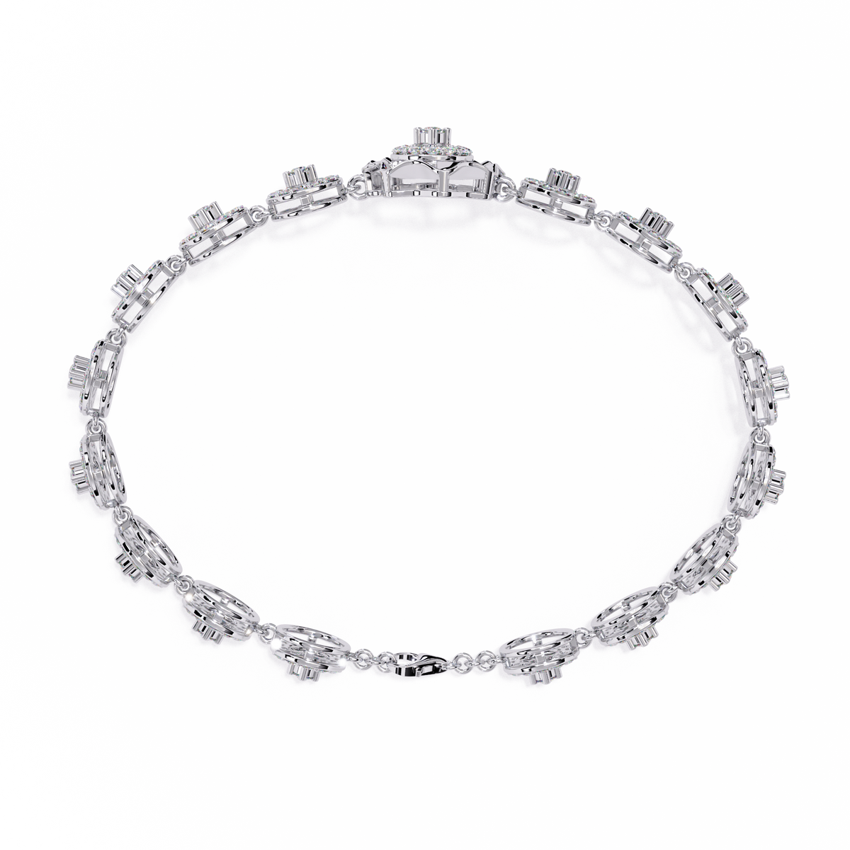 2.2 CTW Round cluster diamond tennis bracelet White Gold view 6 – Lunea Paris