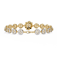 2.2 CTW Round cluster diamond tennis bracelet Yellow Gold view 4 – Lunea Paris