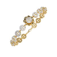 2.2 CTW Round cluster diamond tennis bracelet Yellow Gold view 8 – Lunea Paris