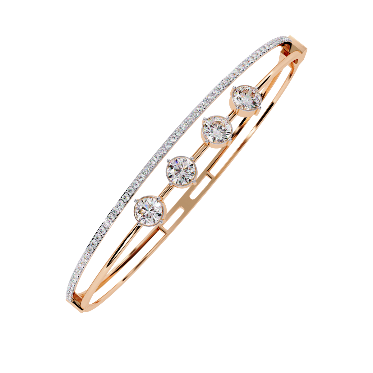 2.3 CTW four-round diamond pavé bracelet in Rose Gold view 16