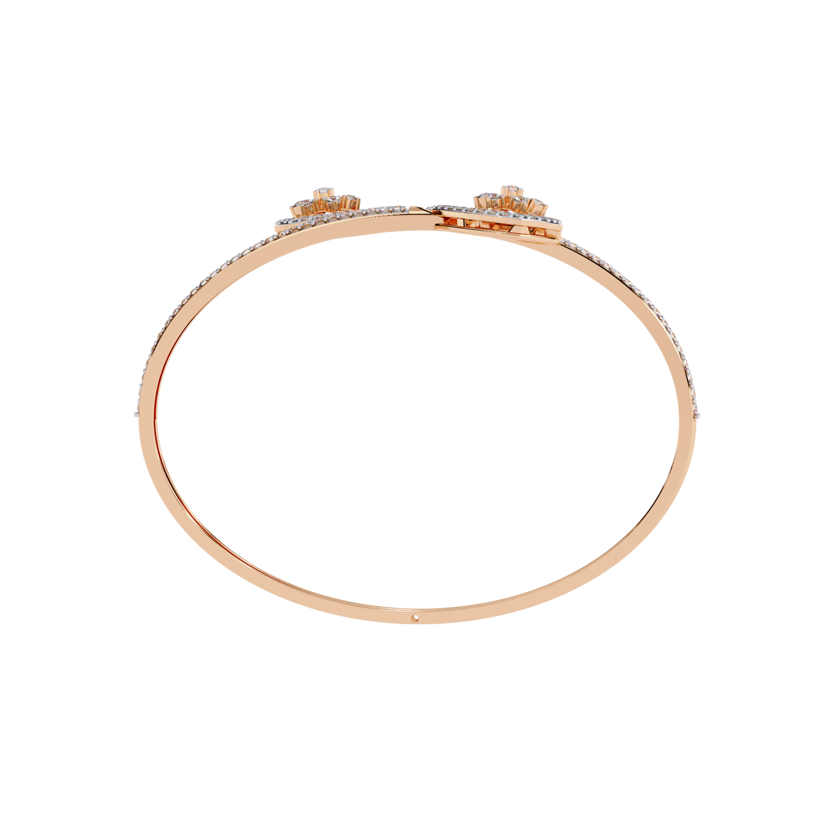 1.0 CTW Pear-Motif Diamond Open Bypass Bangle Rose Gold view 15 - Lunea Paris