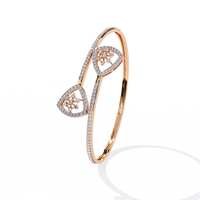 1.0 CTW Pear-Motif Diamond Open Bypass Bangle Rose Gold view 4 - Lunea Paris