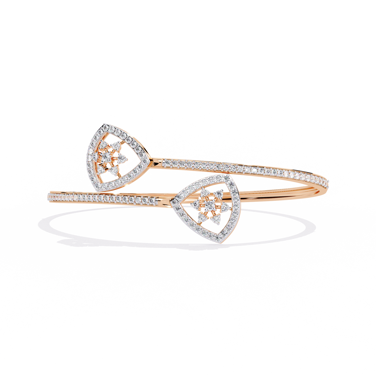 1.0 CTW Pear-Motif Diamond Open Bypass Bangle Rose Gold view 7 - Lunea Paris