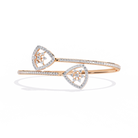 1.0 CTW Pear-Motif Diamond Open Bypass Bangle Rose Gold view 7 - Lunea Paris