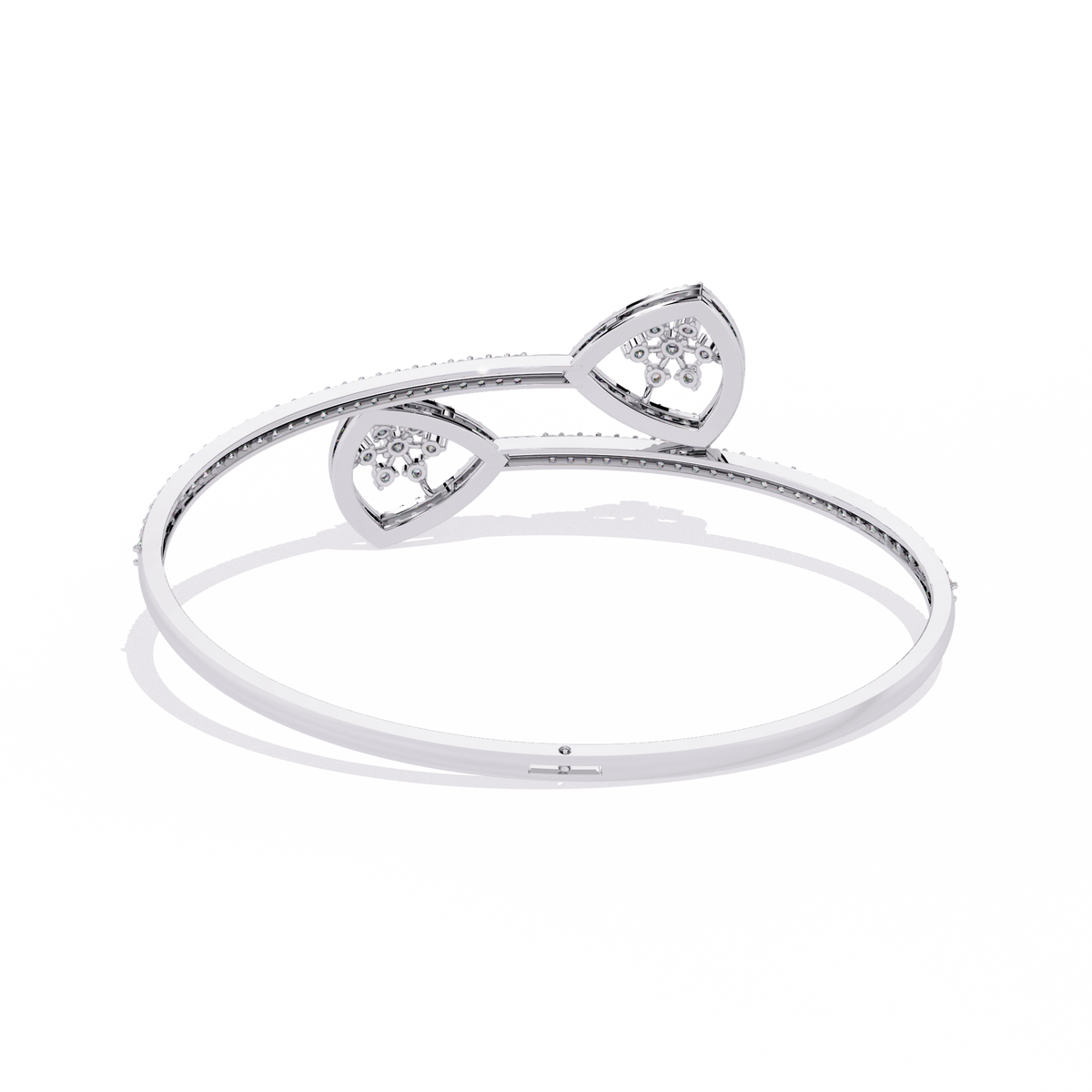1.0 CTW Pear-Motif Diamond Open Bypass Bangle White Gold view 10 - Lunea Paris
