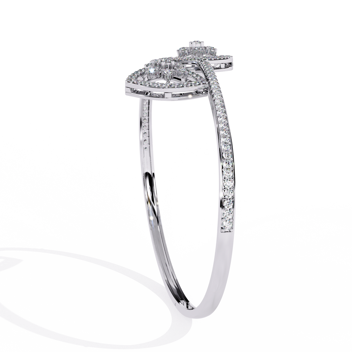 1.0 CTW Pear-Motif Diamond Open Bypass Bangle White Gold view 14 - Lunea Paris