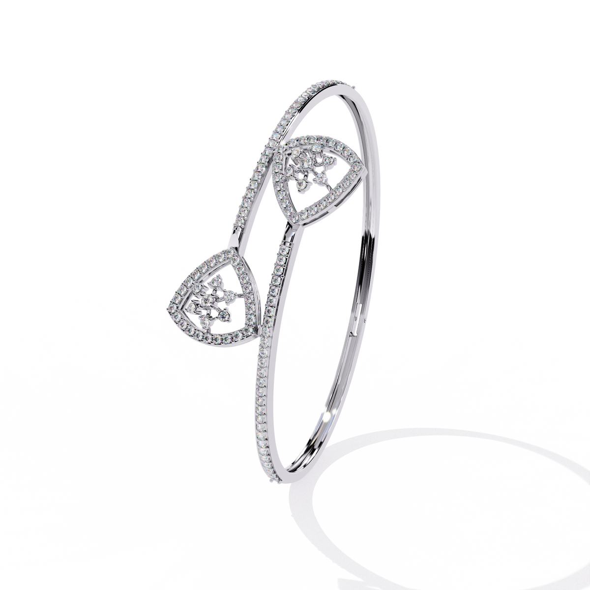 1.0 CTW Pear-Motif Diamond Open Bypass Bangle White Gold view 3 - Lunea Paris