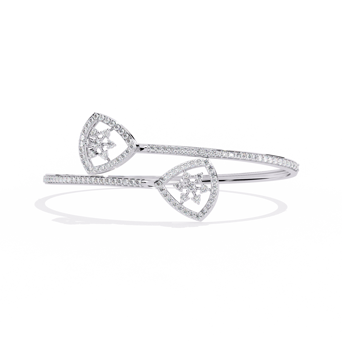 1.0 CTW Pear-Motif Diamond Open Bypass Bangle White Gold view 8 - Lunea Paris