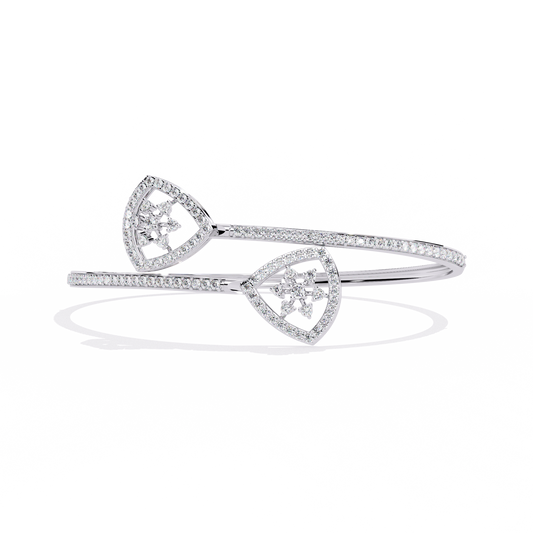 1.0 CTW Pear-Motif Diamond Open Bypass Bangle White Gold view 8 - Lunea Paris