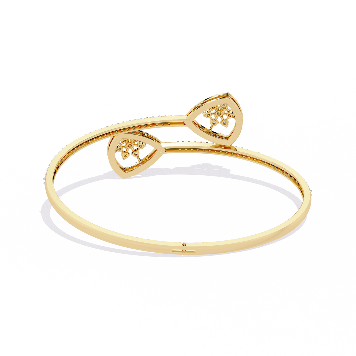 1.0 CTW Pear-Motif Diamond Open Bypass Bangle Yellow Gold view 11 - Lunea Paris