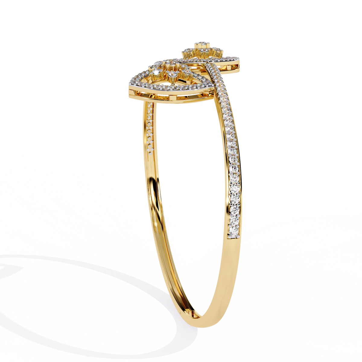 1.0 CTW Pear-Motif Diamond Open Bypass Bangle Yellow Gold view 12 - Lunea Paris