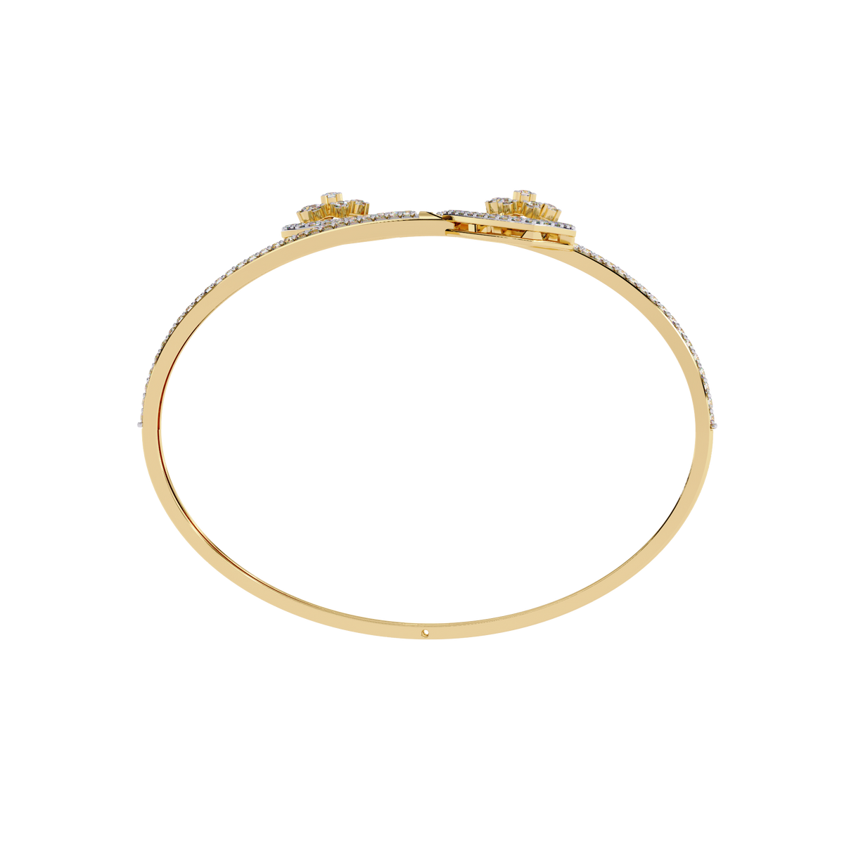 1.0 CTW Pear-Motif Diamond Open Bypass Bangle Yellow Gold view 16 - Lunea Paris