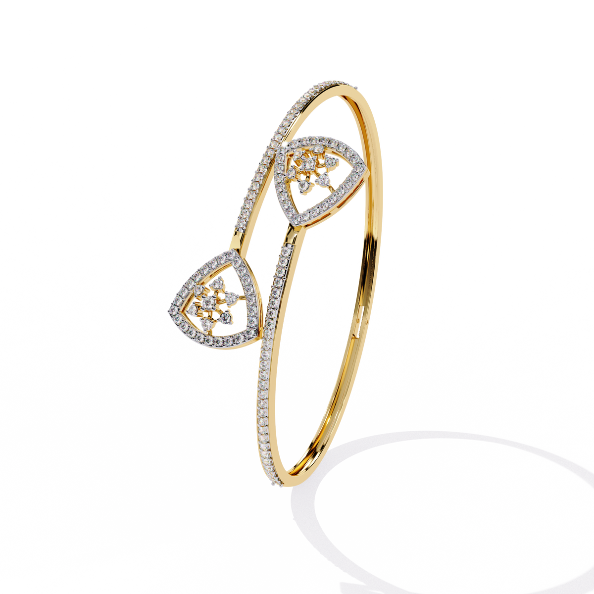 1.0 CTW Pear-Motif Diamond Open Bypass Bangle Yellow Gold view 2 - Lunea Paris