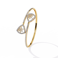 1.0 CTW Pear-Motif Diamond Open Bypass Bangle Yellow Gold view 2 - Lunea Paris