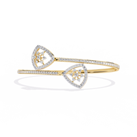 1.0 CTW Pear-Motif Diamond Open Bypass Bangle Yellow Gold view 6 - Lunea Paris