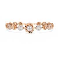 1.3 CTW round diamond rosette tennis bracelet in Rose Gold view 3 - Lunéa Paris