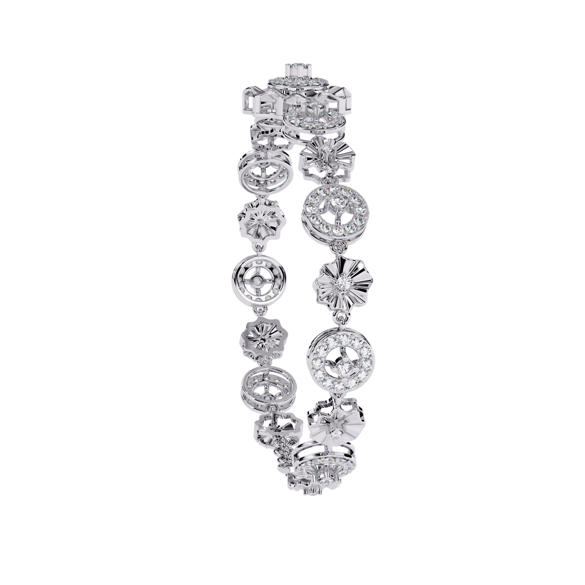 1.3 CTW round diamond rosette tennis bracelet in White Gold view 10 - Lunéa Paris