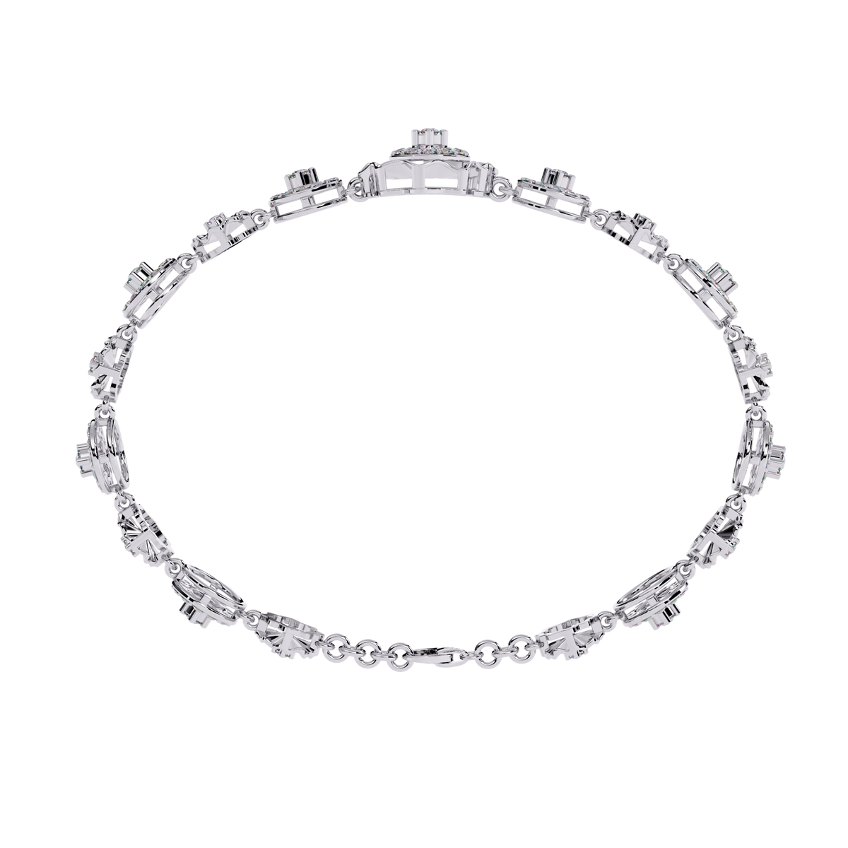 1.3 CTW round diamond rosette tennis bracelet in White Gold view 11 - Lunéa Paris