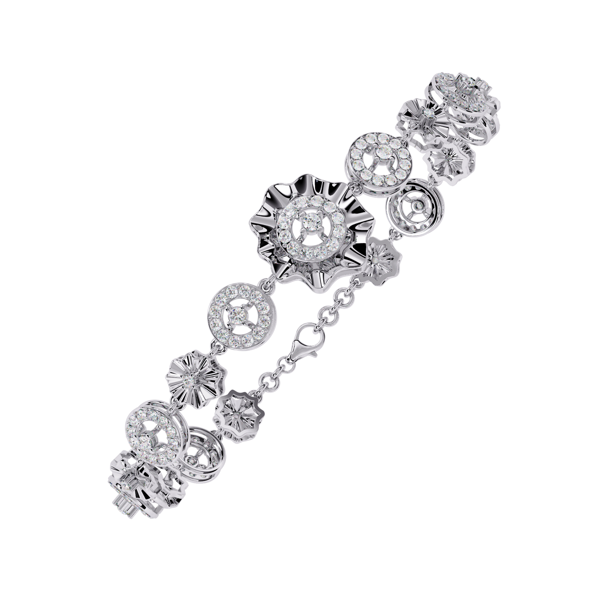 1.3 CTW round diamond rosette tennis bracelet in White Gold view 16 - Lunéa Paris