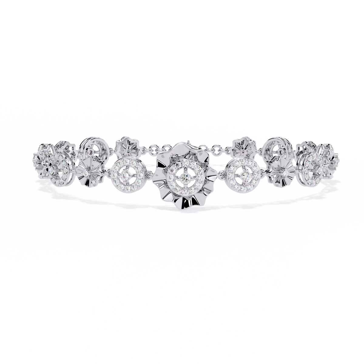 1.3 CTW round diamond rosette tennis bracelet in White Gold view 4 - Lunéa Paris