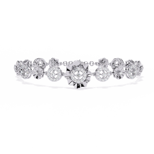 1.3 CTW round diamond rosette tennis bracelet in White Gold view 4 - Lunéa Paris