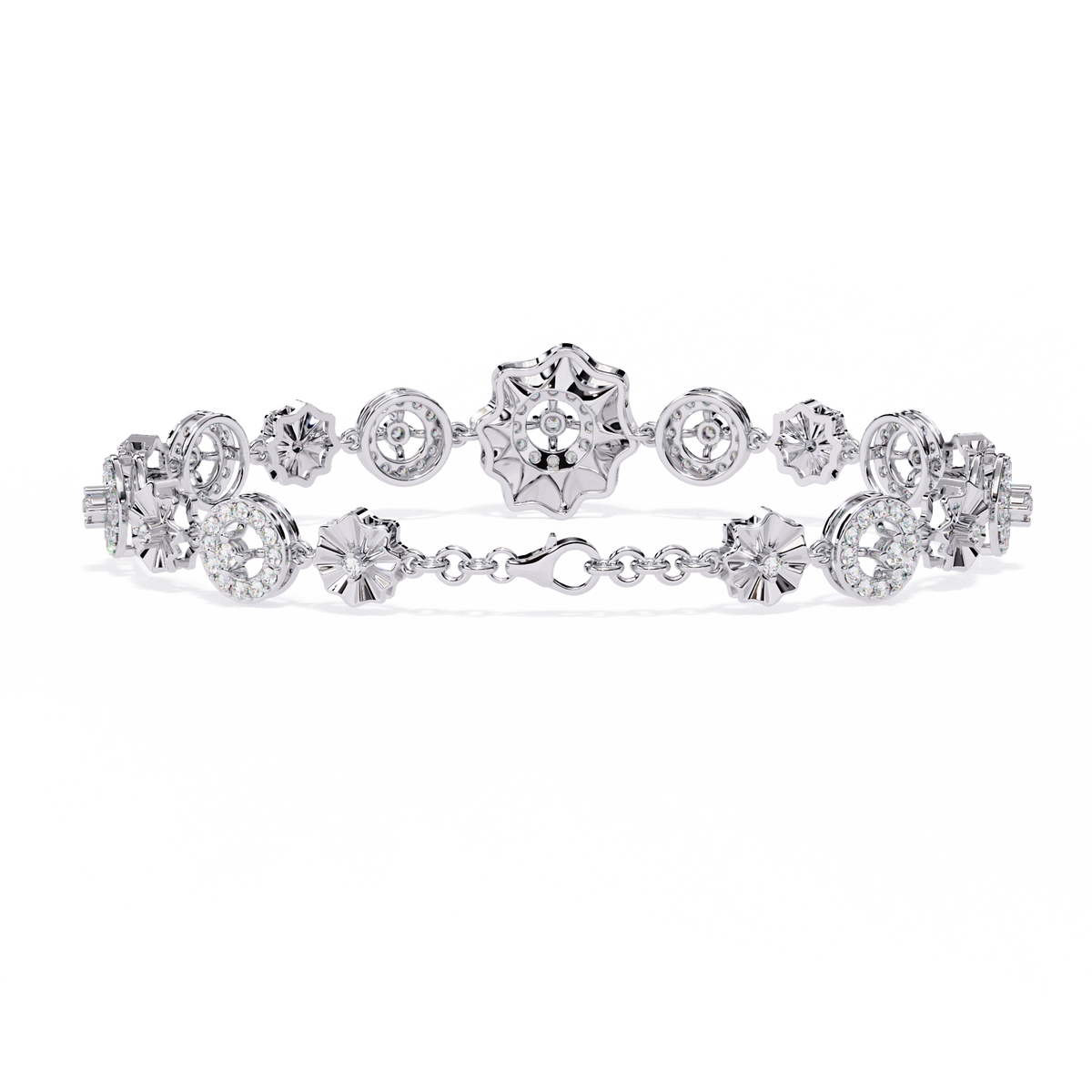 1.3 CTW round diamond rosette tennis bracelet in White Gold view 6 - Lunéa Paris