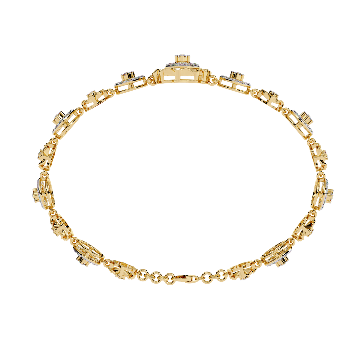 1.3 CTW round diamond rosette tennis bracelet in Yellow Gold view 13 - Lunéa Paris