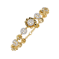 1.3 CTW round diamond rosette tennis bracelet in Yellow Gold view 14 - Lunéa Paris