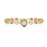1.3 CTW round diamond rosette tennis bracelet in Yellow Gold view 2 - Lunéa Paris