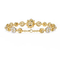 1.3 CTW round diamond rosette tennis bracelet in Yellow Gold view 5 - Lunéa Paris